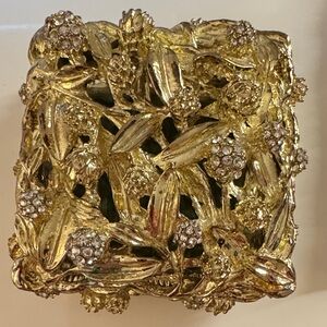 Low Start!! Gold Floral jewelry box with Rhinestones